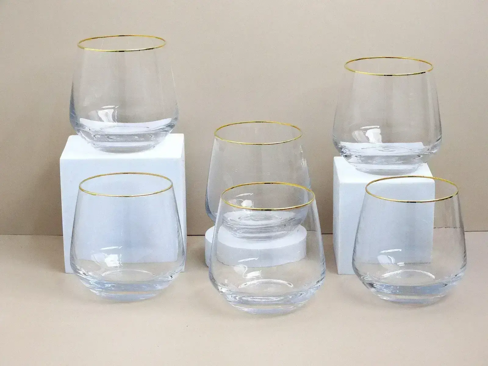 Gold-Rimmed Glass Juice Set 6 Pieces – 460ml capacity