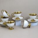 طقم فناجين قهوة تركية بورسلان باللون الأبيض والذهبي – ١٢ قطعة