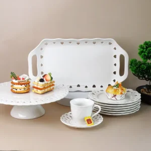 صينية تقديم بورسلان بمقابض – مقاس ٤١×٢٥ سم