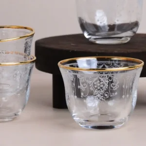 مجموعة دانتيل فناجين قهوة عربية كريستال تركي – ٦ قطع