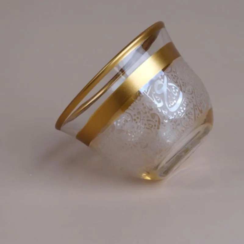 مجموعة حروف فناجين قهوة عربية كريستال تركي بنقوش عربية – ٦ قطع