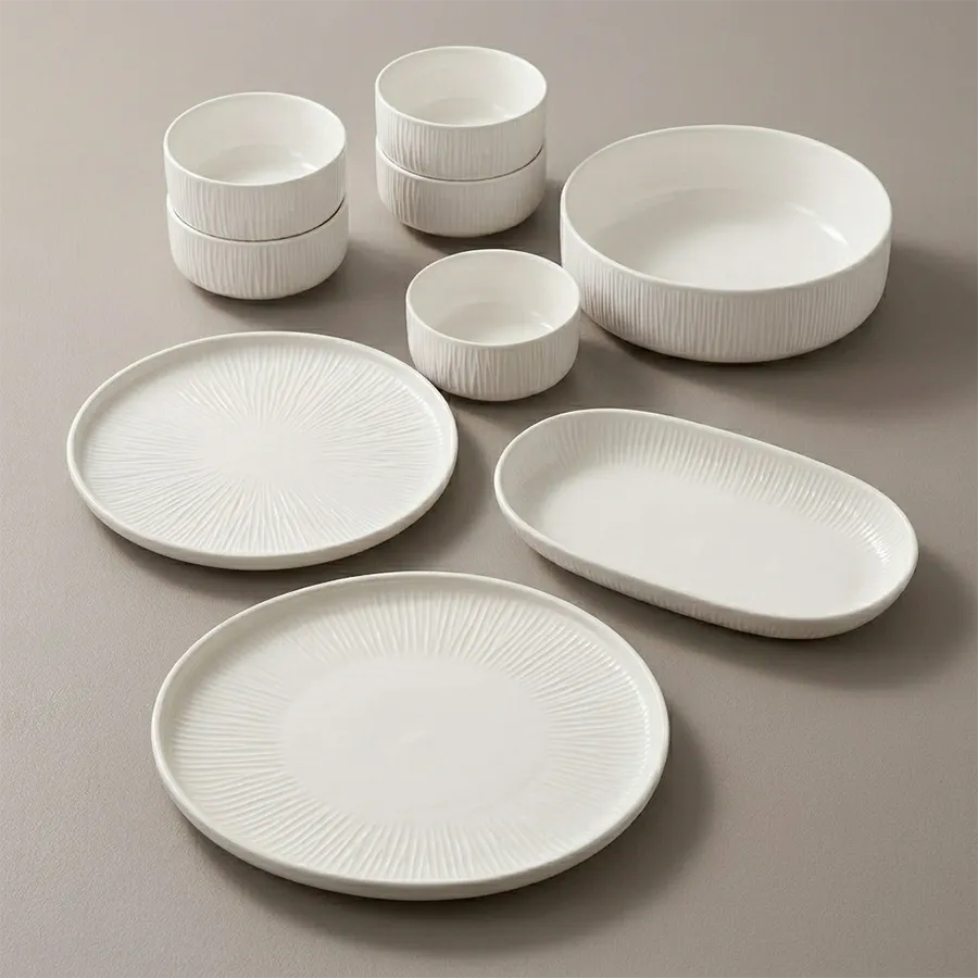Modern White Porcelain Dinnerware Set - 26 PCS for 6 people
