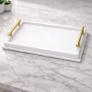 Leather Serving Tray with Metal Handles (45 × 31 cm) - Multiple Colors - Artique Jordan