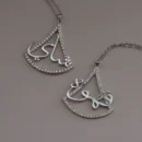 تعليقات دلة القهوة والشاي معدن مع ستراس طقم قطعتين فضي