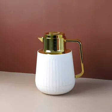 دلة حرارية لتقديم القهوة والشاي سعة 1 لتر أبيض (2)