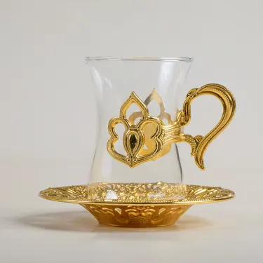 طقم تقديم شاي مجموعة عثماني 12 قطعة كريستال 120 مل (1)