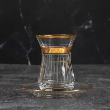 طقم تقديم شاي مجموعة فيرسا 12 قطعة كريستال مطلي ذهب 24 (2)