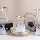 طقم تقديم شاي مجموعة يبرق 12 قطعة كريستال محفور يدويًا (1)