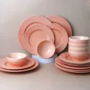 طقم سفرة بورسلان أنيق 18 قطعة بألوان هادئة للمائدة