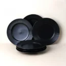 طقم صحون تقديم الحلويات والفواكه أسود ملوكي 6 قطع 19 سم