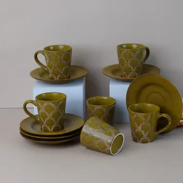 طقم فناجين قهوة تركية 100 مل 12 قطعة بورسلان مستردة