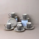 طقم فناجين قهوة تركية 12 قطعة نقشة هندسية بيج وأسود