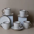 طقم قهوة تركية إيفوري نقشة هندسية بحواف ذهبي معتّق 12 قطعة (2)