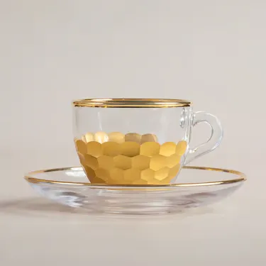 مجموعة صدف طقم قهوة تركية كريستال ذهبي 12 قطعة (3)