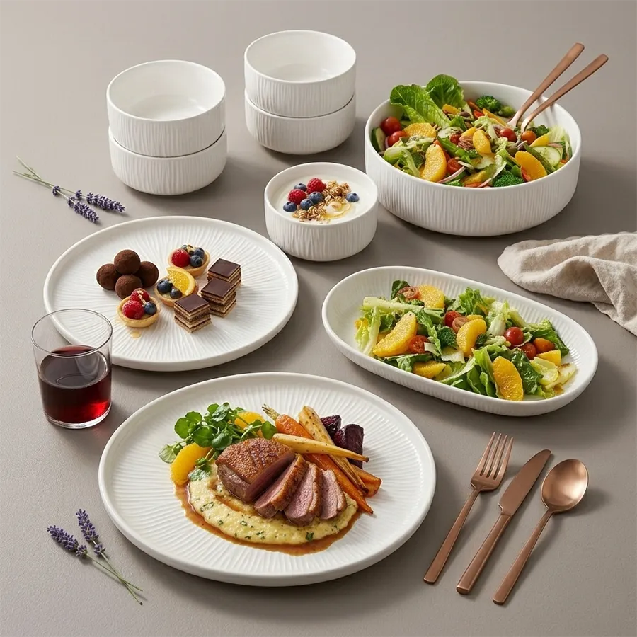 Modern White Porcelain Dinnerware Set - 26 PCS for 6 people